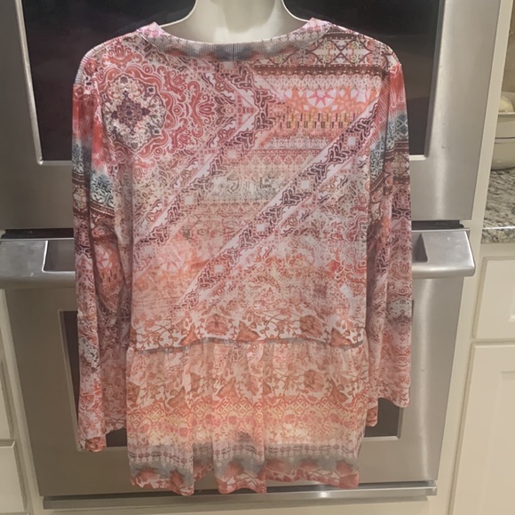 Croft & Barrow large but cut full sleeves button up to 3/4 or long sleeve blouse - Picture 4 of 16